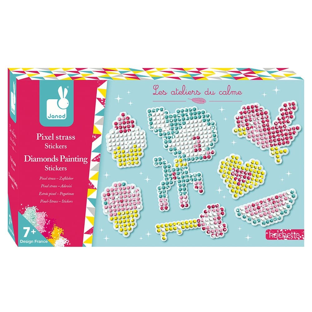 Janod Les ateliers du calme Kit Créatif Pixel Strass Stickers