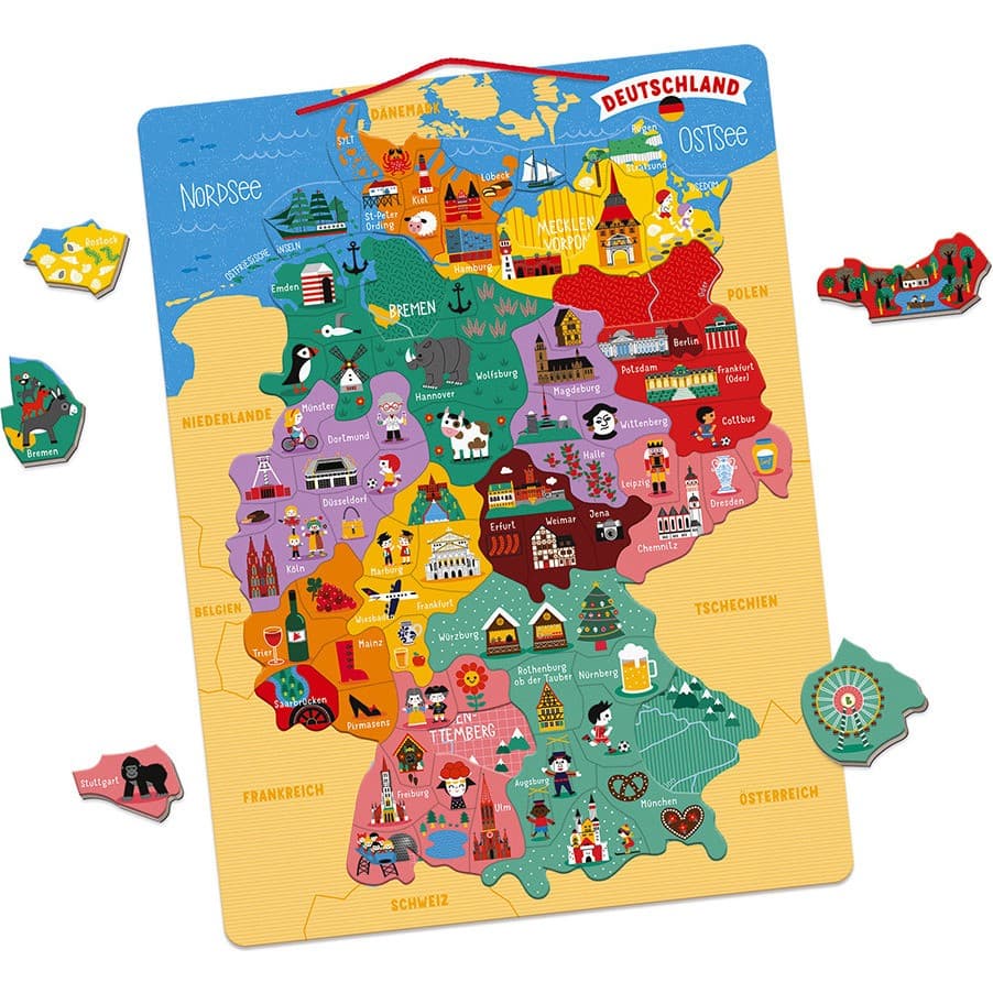 Janod Puzzle Carte d'Allemagne Magnétique bois