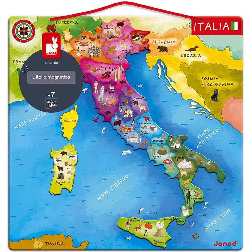 Janod Puzzle Carte d'Italie Magnétique 20 pièces