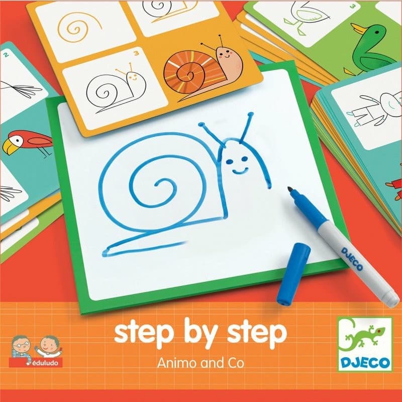 Djeco Coffret Apprendre à dessiner Step by Step Animal and Co