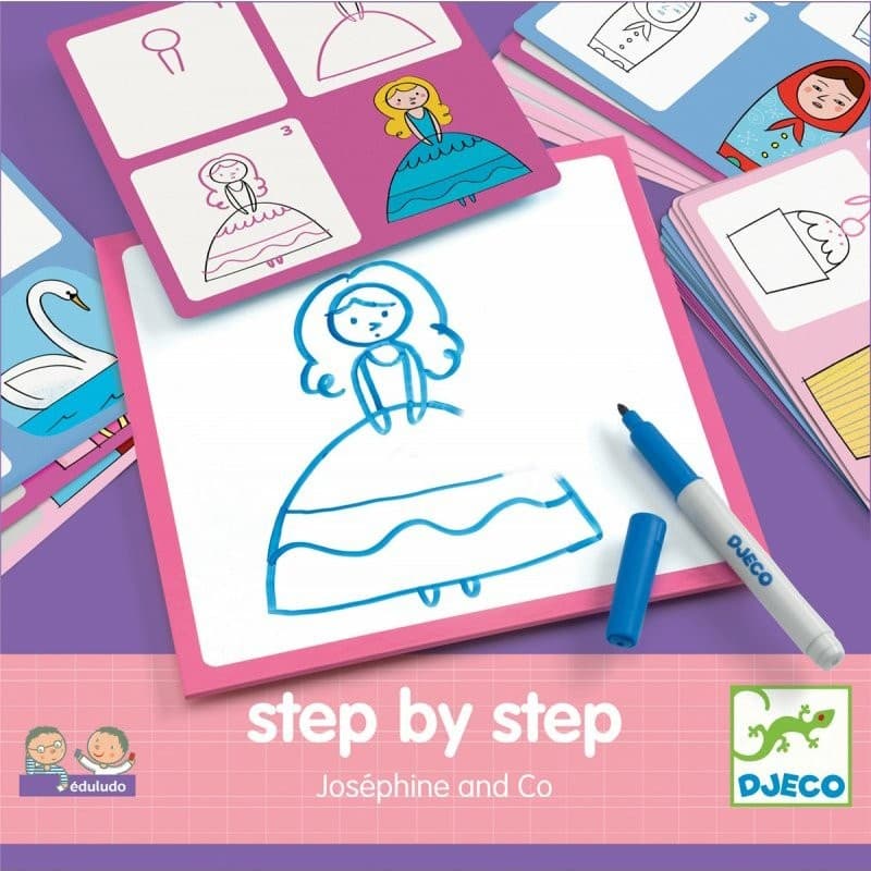 Djeco Coffret Apprendre à dessiner Step by Step Joséphine and Co