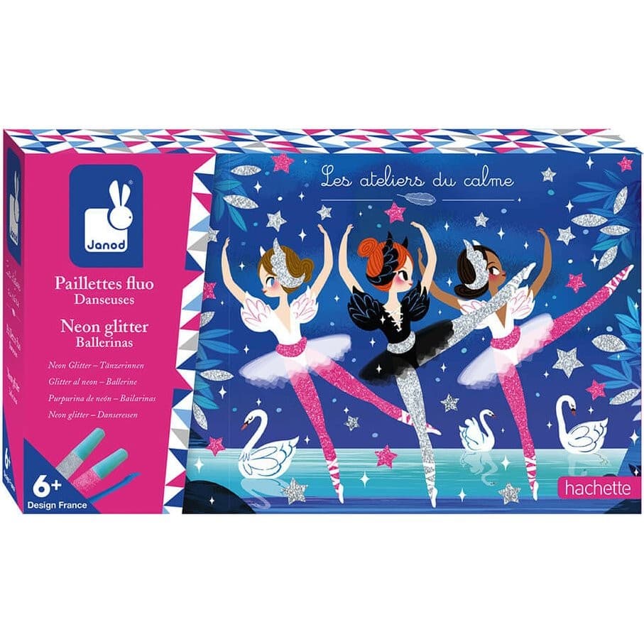 Janod Coffret de cartes à pailleter fluo Danseuses