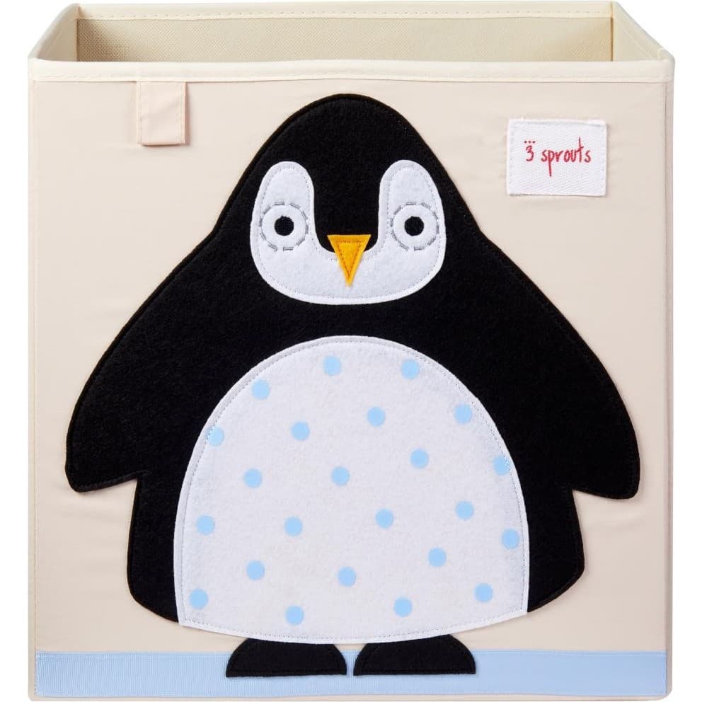 3 Sprouts Cube de rangement jouets pingouin