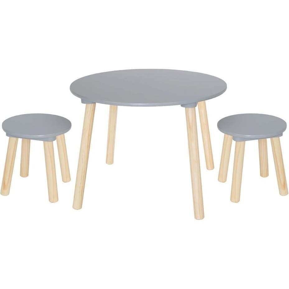 Jabadabado Table ronde 2 tabourets gris