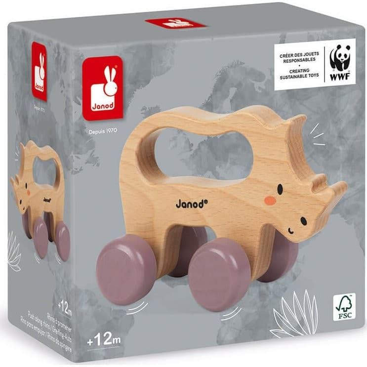 Janod Rhino à promener en bois WWF