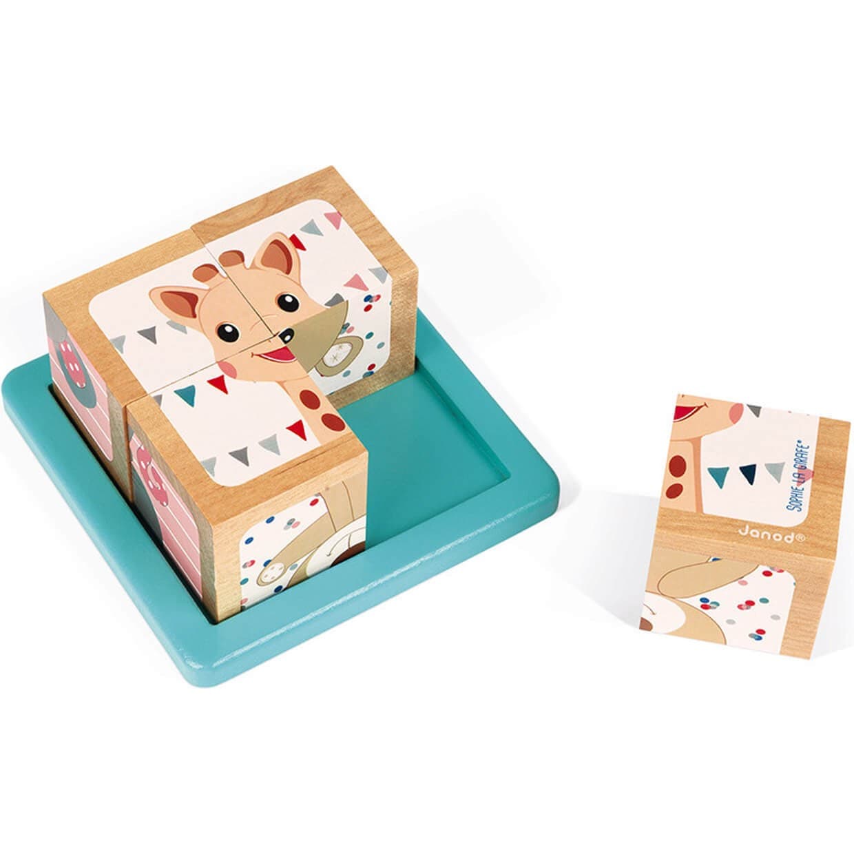 Janod Barquette 4 Cubes Sophie la girafe bois
