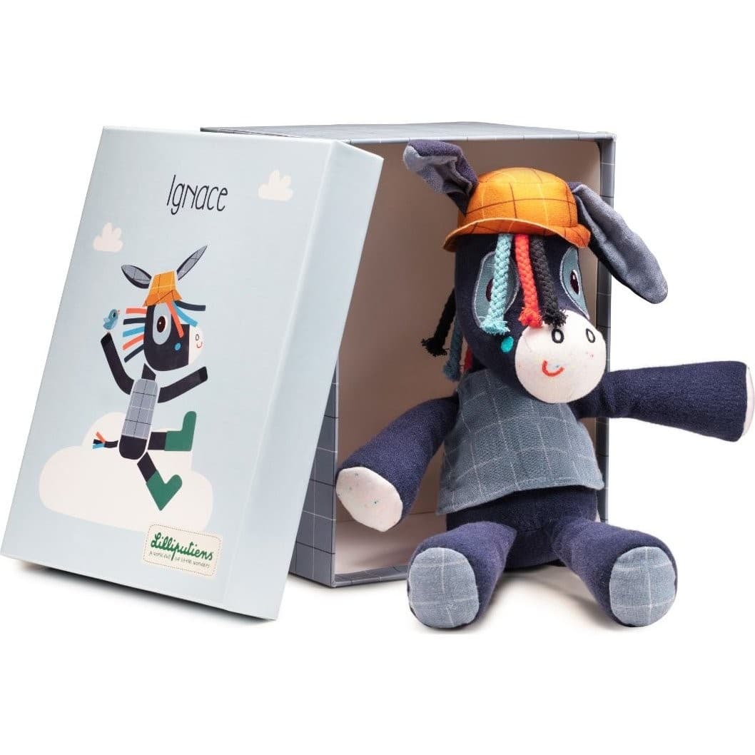 Lilliputiens Peluche câline en coton bio Ignace l'âne