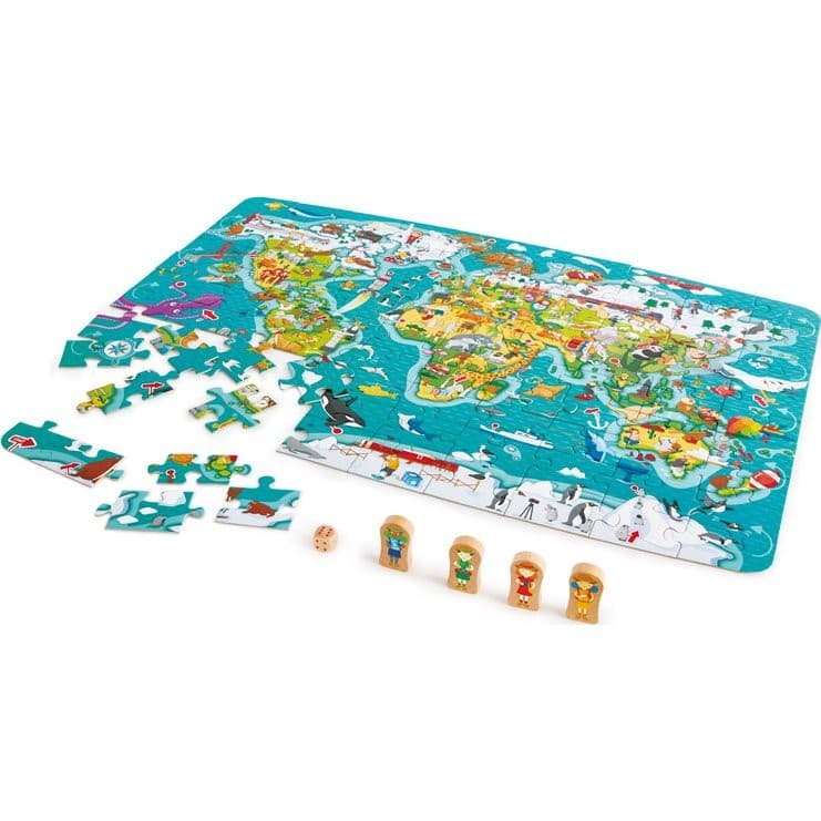 Hape Toys Puzzle et jeu 2 en 1 Tour du Monde