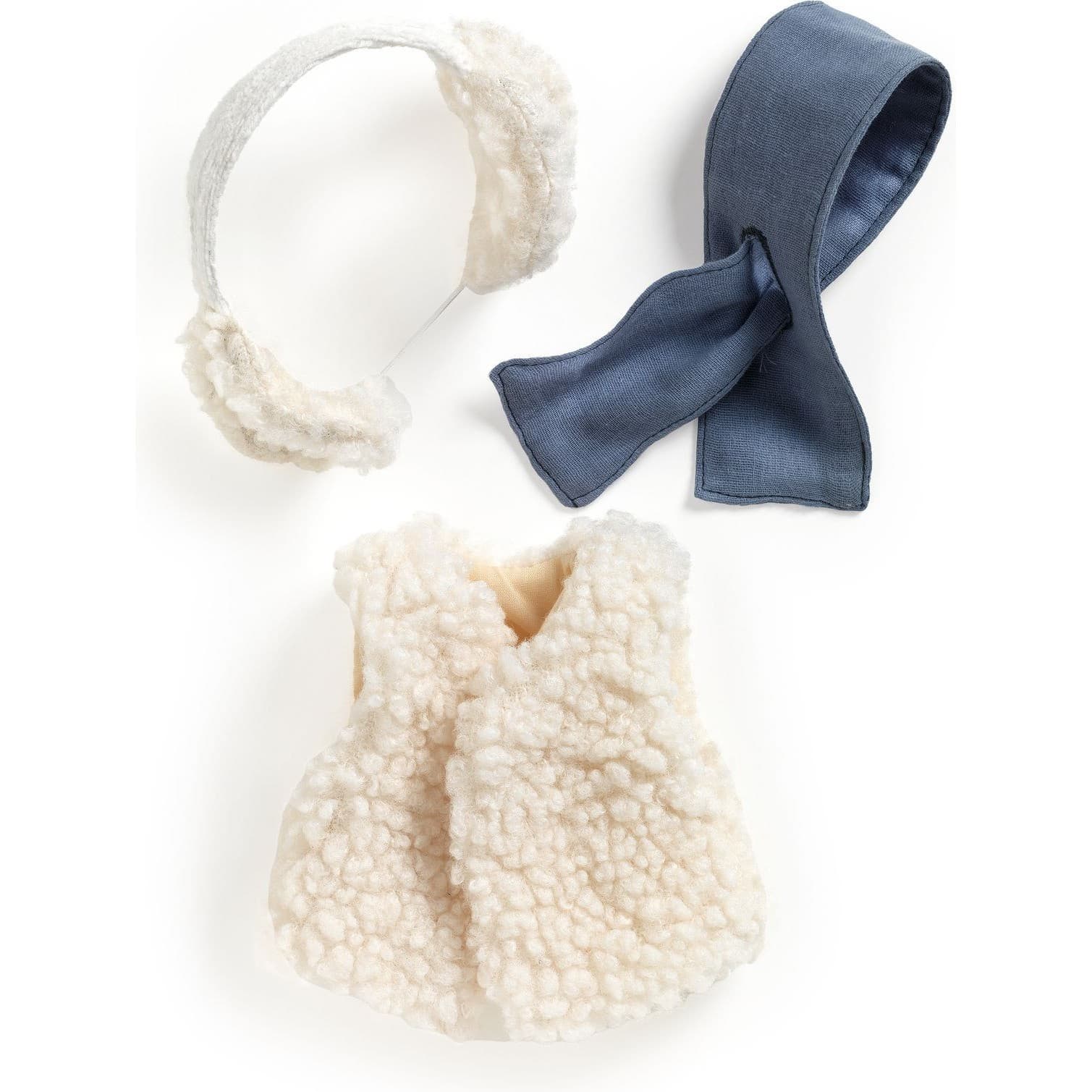 Djeco Echarpe, Cache oreille, Veste Moumoute Poupée Pomea