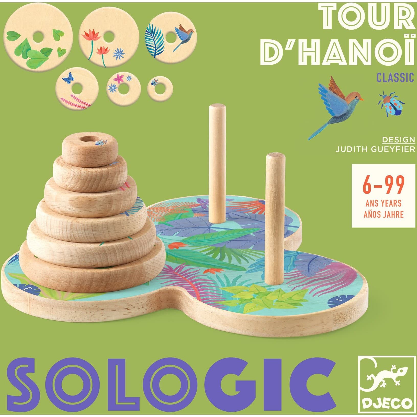Djeco Tour d'Hanoï Jeu de logique solo Sologic