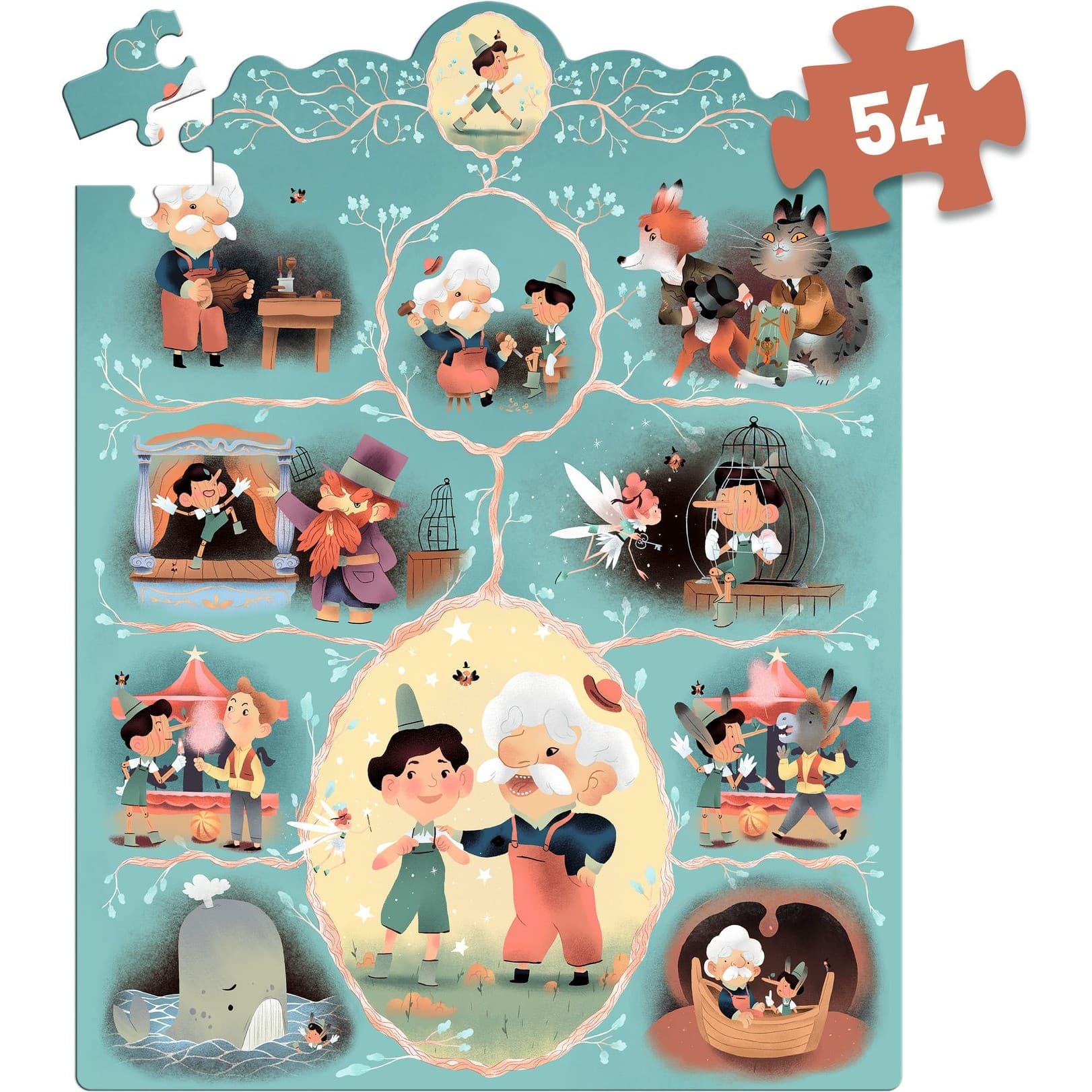 Djeco Puzzle histoire Pinocchio 54 pcs Story Puzzle