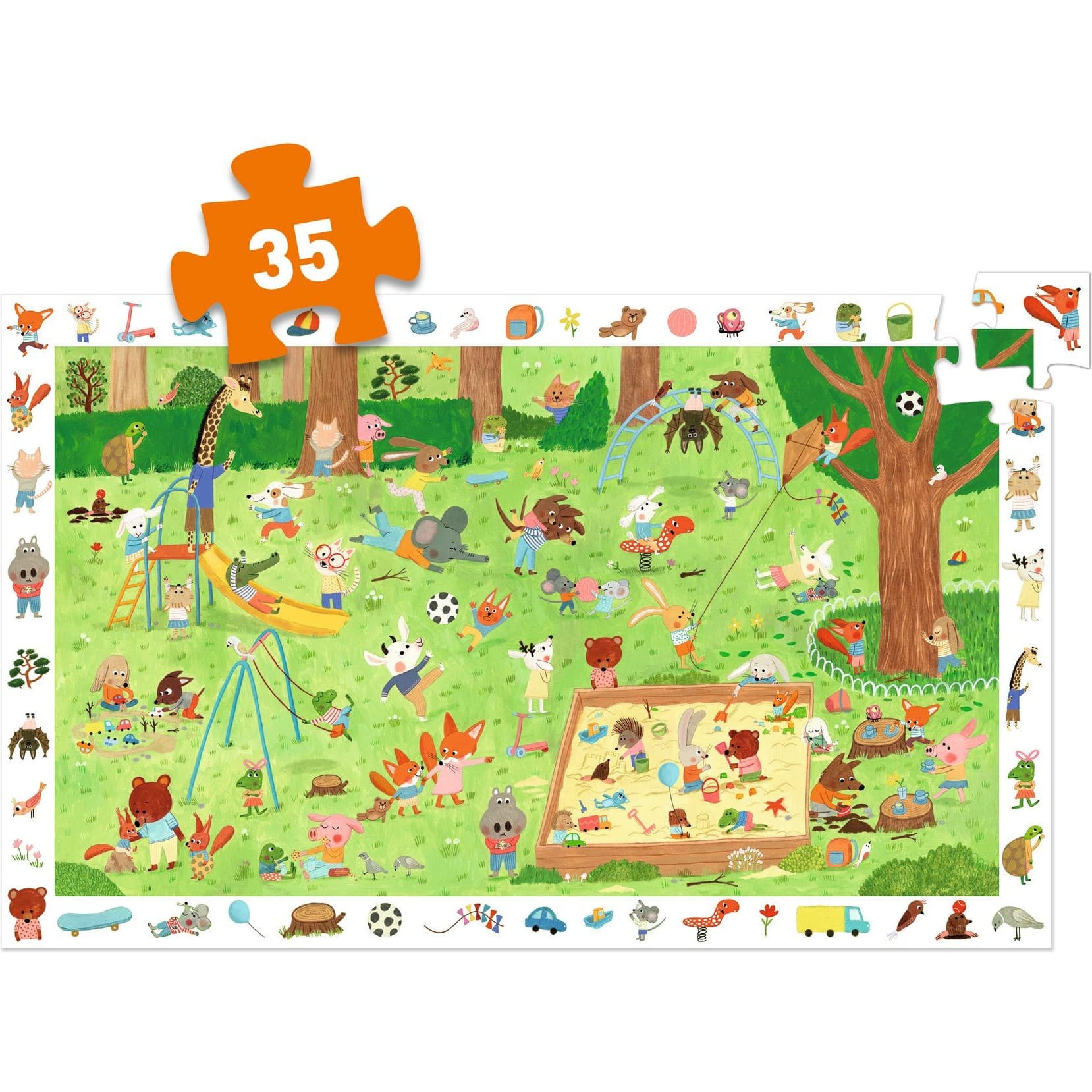 Djeco Puzzle observation Le square des petits amis 35pièces