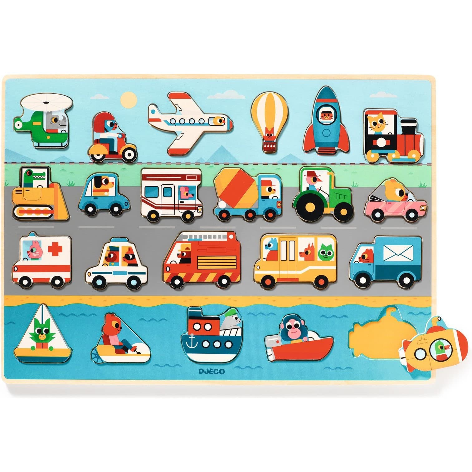 Djeco Puzzlo Véhicules Voitures Vroom Puzzle bébé Puzzlos