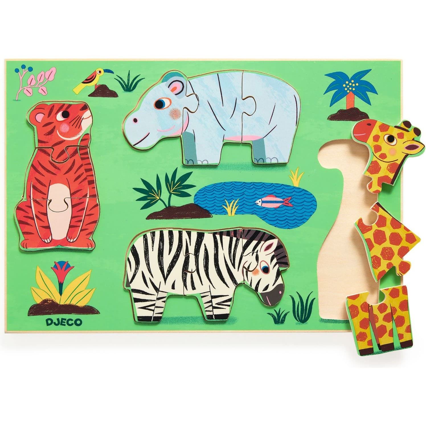 Djeco Coucou Tigre Puzzle en bois 3 niveaux