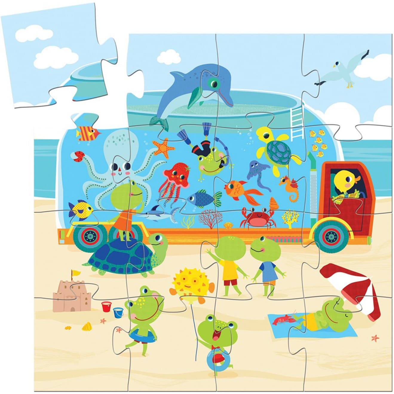 Djeco Puzzle Silhouette L'aquarium 16 pcs