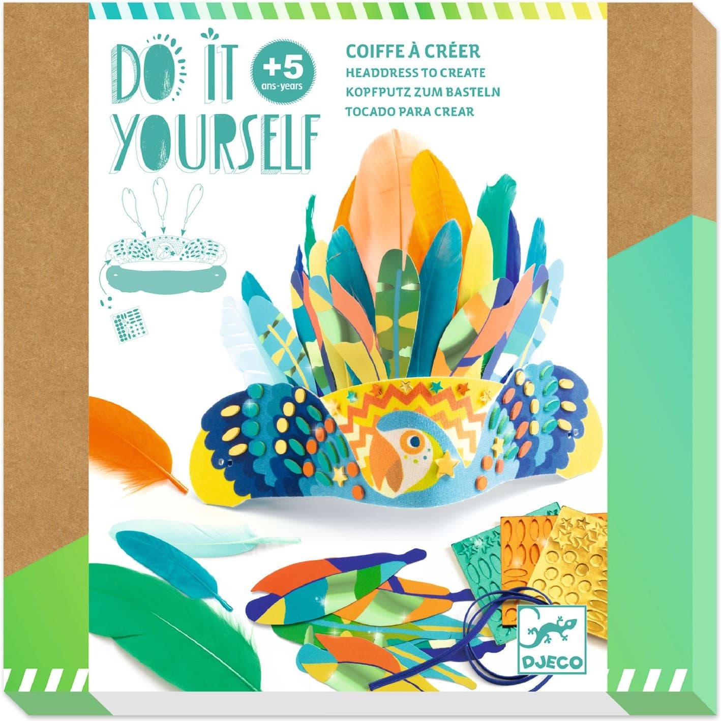 Djeco Rio Kit créatif coiffe tropicale avec plumes