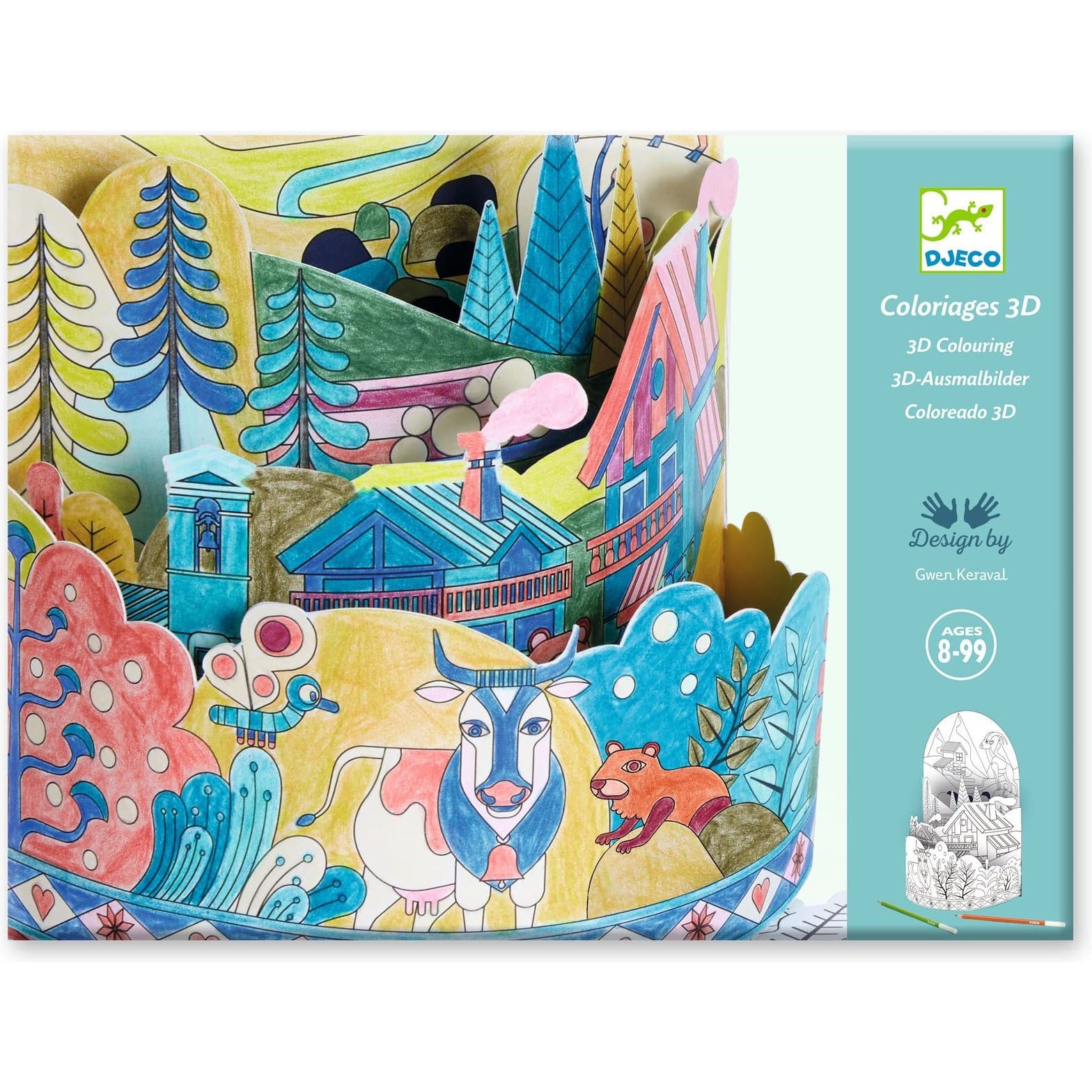 Djeco Coffret coloriage 3D Au sommet...du monde Diorama