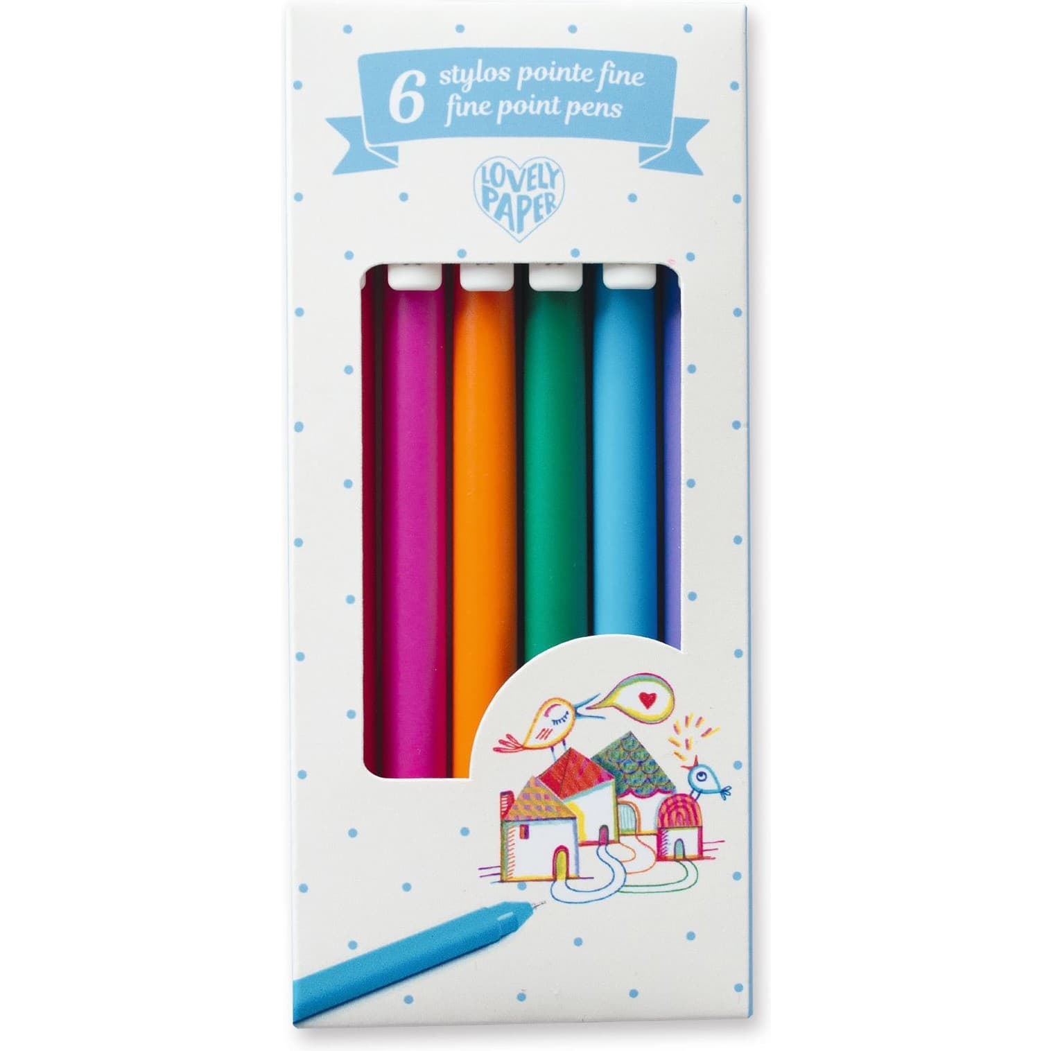 Djeco 6 stylos gel pointe fine 0,7 Ecrire et dessiner