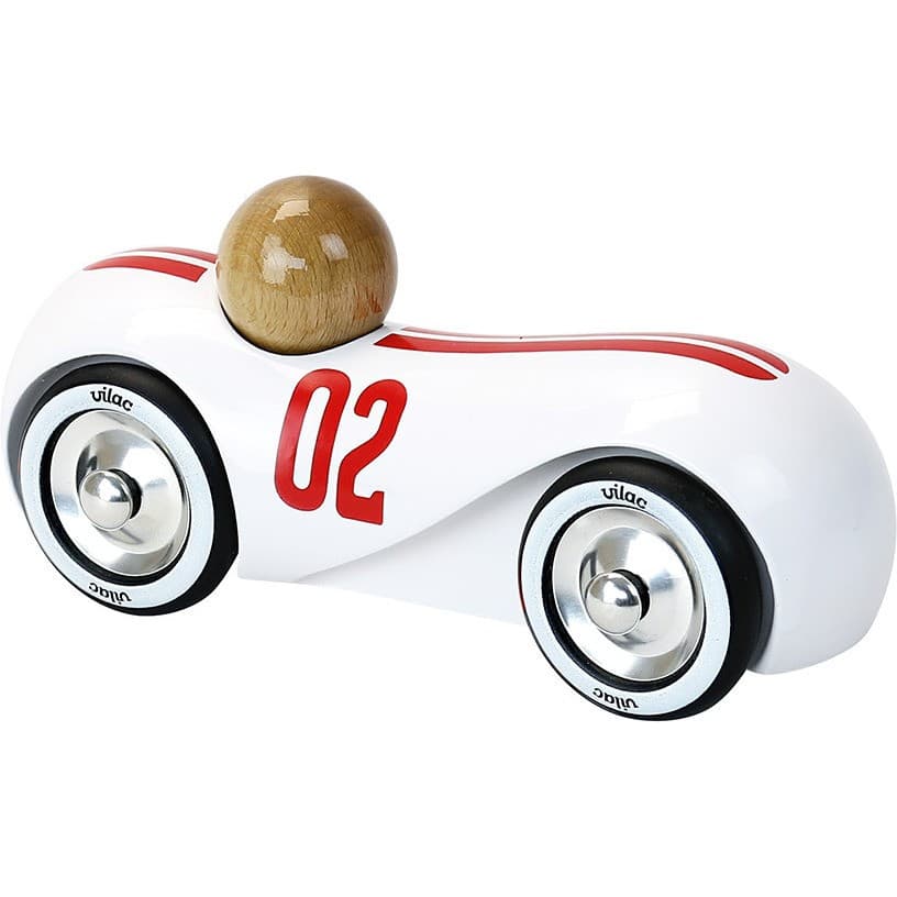Vilac Voiture en bois, Streamline vintage moyen modèle blanche