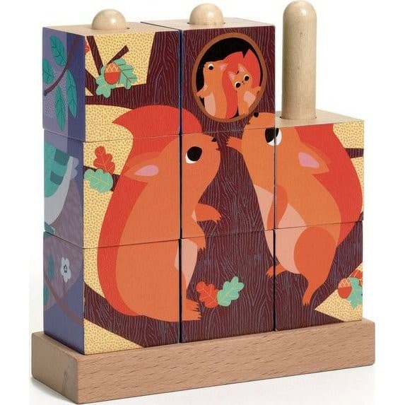 Djeco Puzzle de cubes en bois Puzz Up Forest