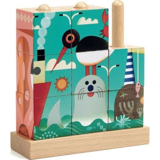 Djeco Puzzle de cubes en bois Puzz Up Sea
