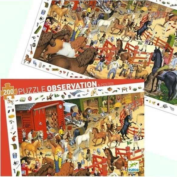 Djeco Puzzle 200 pièces Equitation et livret explicatif