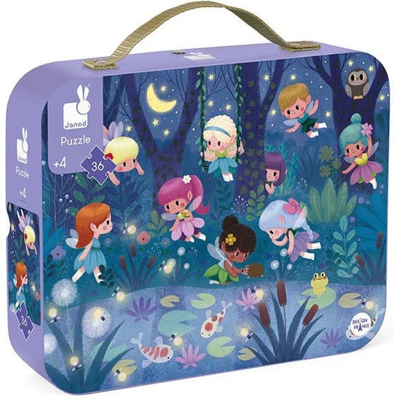 Janod Puzzle fées et nénuphars 36 pièces avec valisette