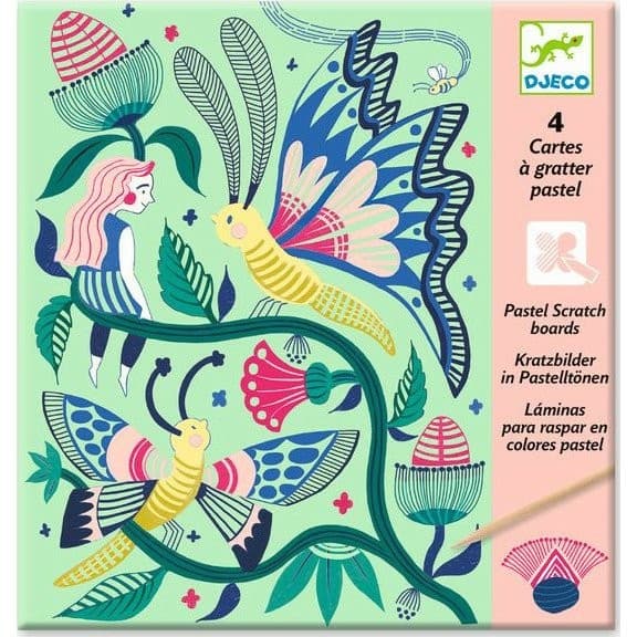 Djeco Cartes à gratter pastel Le Jardin Fabuleux