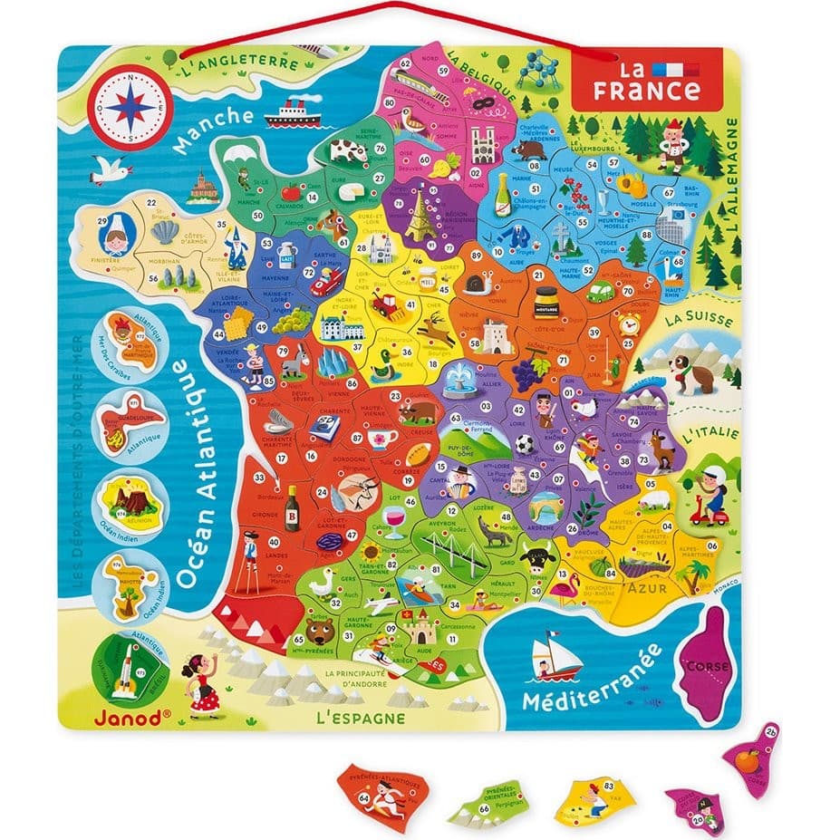 Janod Puzzle Carte de France Magnétique