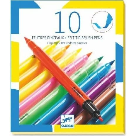 Djeco Pochettes de 10 Feutres pinceaux Couleurs Pop