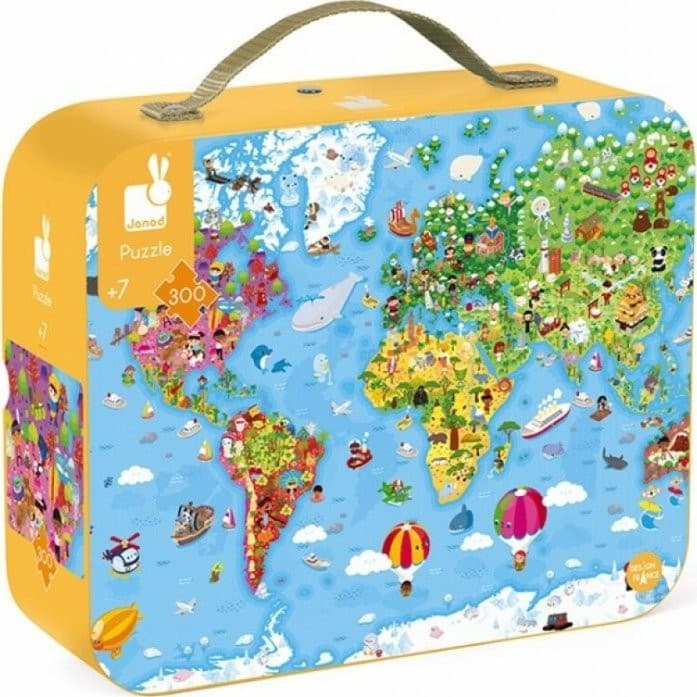 Janod Puzzle éducatif géant carte du monde 300 Pièces