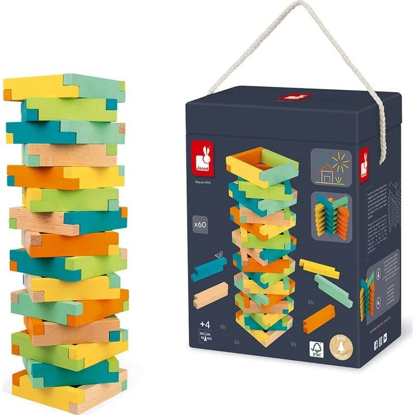 Janod Blocs de construction en bois 60 pièces