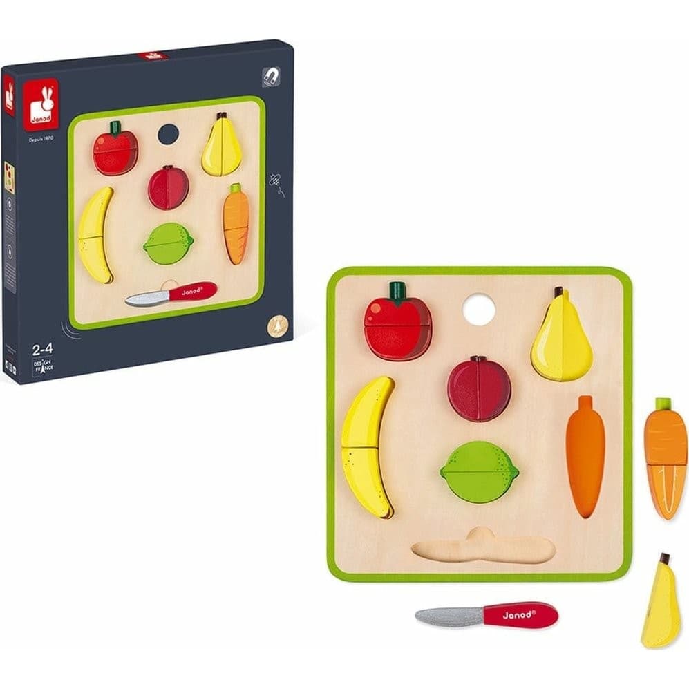 Janod Plateau Fruits et Legumes en bois Chunky