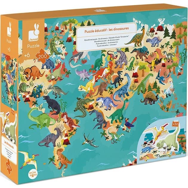 Janod Puzzle éducatif Les Dinosaures 200 Pcs