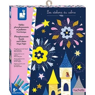 Janod Kit Créatif Sables Phosphorescents et Paillettes Nuit Féerique