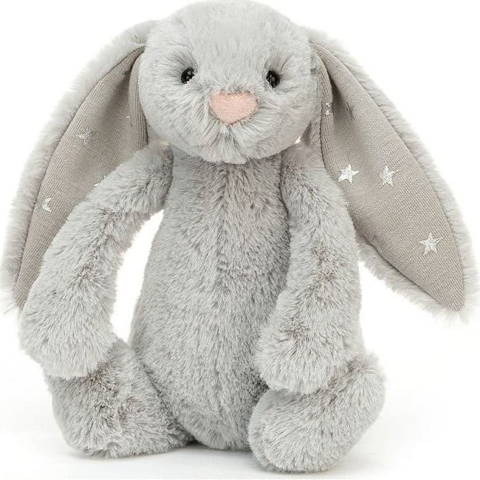 Jellycat Peluche Lapin Gris Shimmer étoile Bashful 18 cm