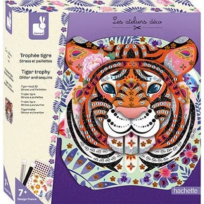 Janod Trophée Tigre strass et paillettes DIY