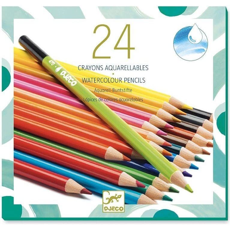 Djeco 24 crayons de couleur aquarellables