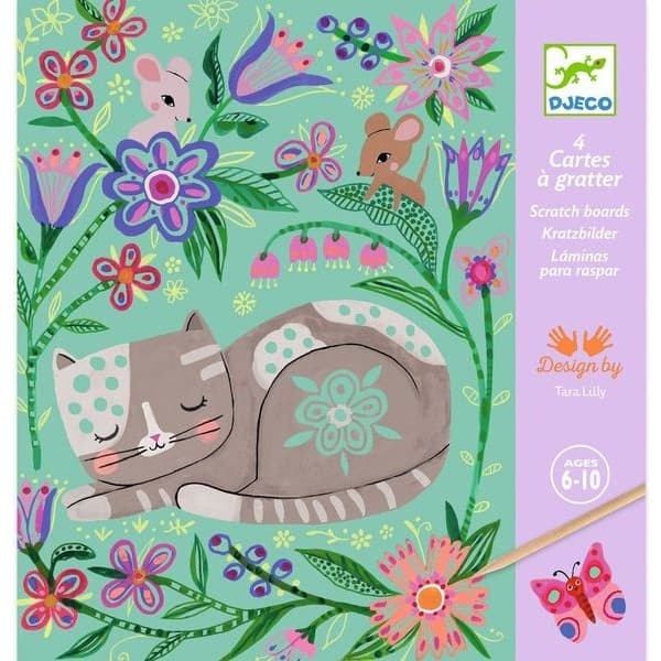Djeco Cartes à gratter Rencontres Chat, Lapin, Ecureuil