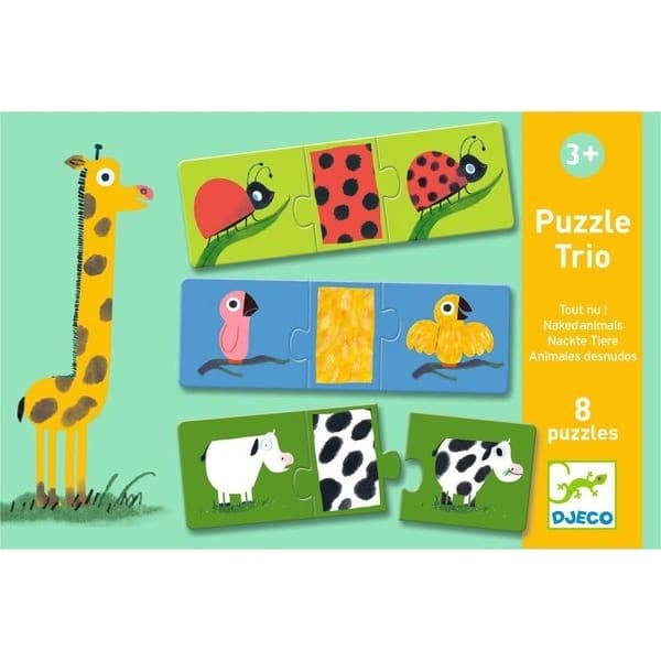 Djeco Puzzle trio Animaux Tout nu !