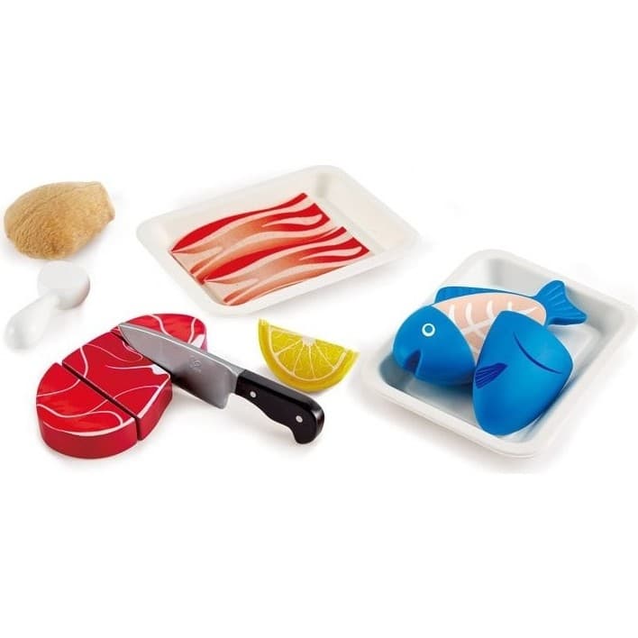 Hape Toys Viandes et poissons Aliments en bois à découper