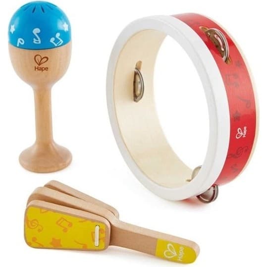 Hape Toys Ensemble de percussions pour bébé Tambour Maracas