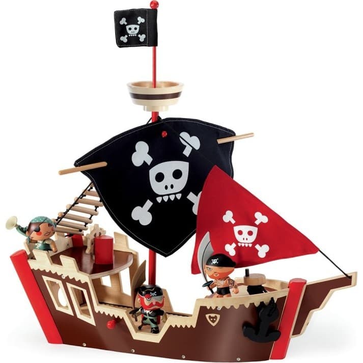 Djeco Figurine Ze Pirat Boat bateau pirate en bois