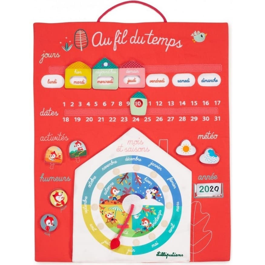 Lilliputiens Calendrier semainier pour enfant Au Fil Du Temps Corail