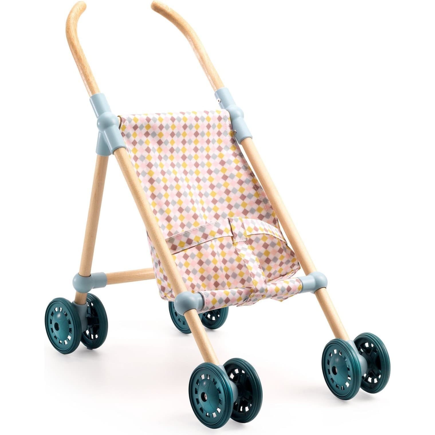 Djeco Poussette canne en bois Little Cubes Poupée 30 34cm Pomea