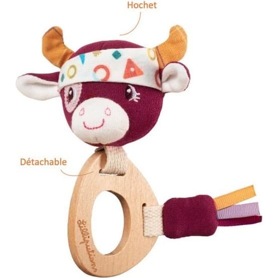 Lilliputiens Vache Rosalie hochet en bois éco