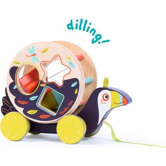 Moulin Roty Toucan boite à formes Jouet à tirer Dans la jungle