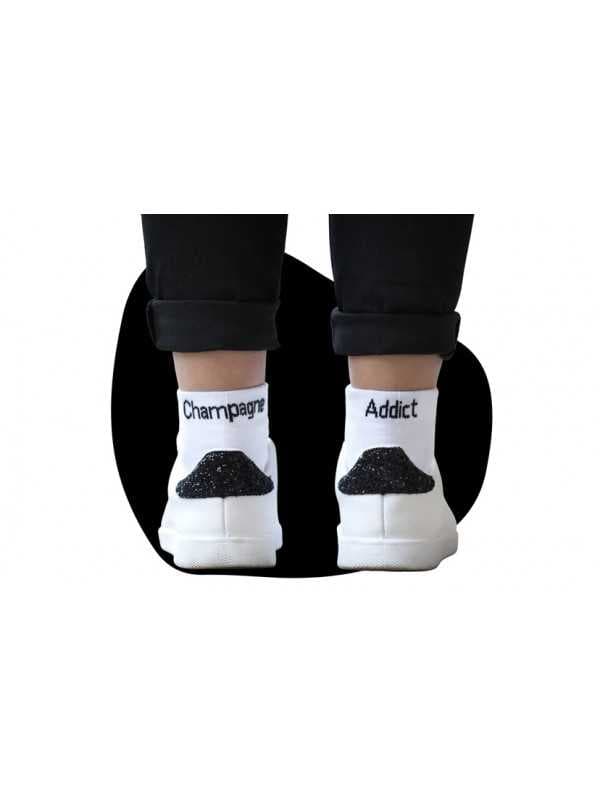 Chaussettes blanches Femme "Champagne Addict"