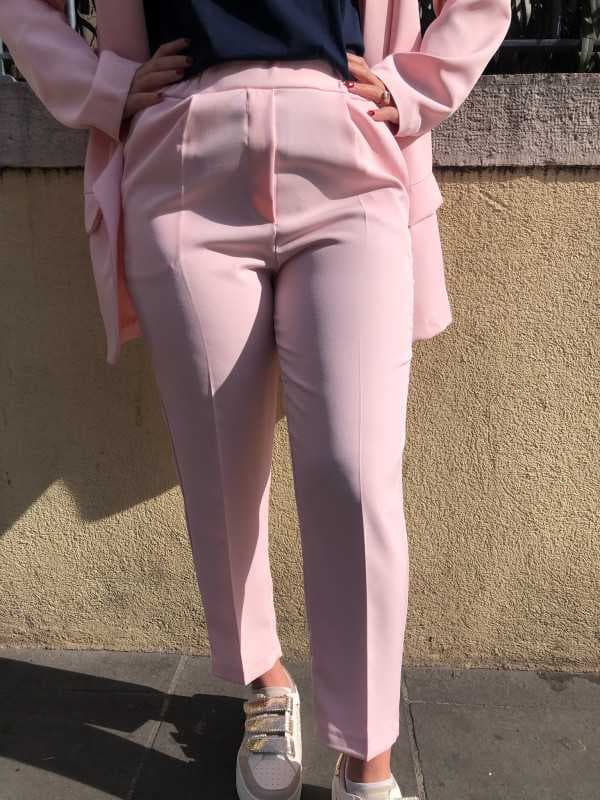Pantalon de tailleur rose "Adeline" L