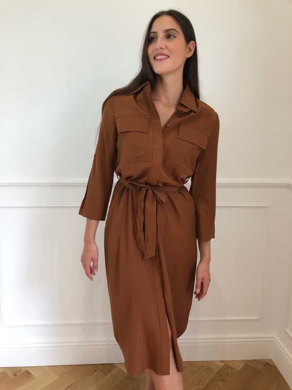 Robe chemise mi-longue marron - Savana M